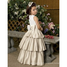 Colorful Flower Girl Dress ou motif de robe de tulle de tulle ou motifs en robe de mariée en mousseline de soie ou belle robe de fleur en dentelle